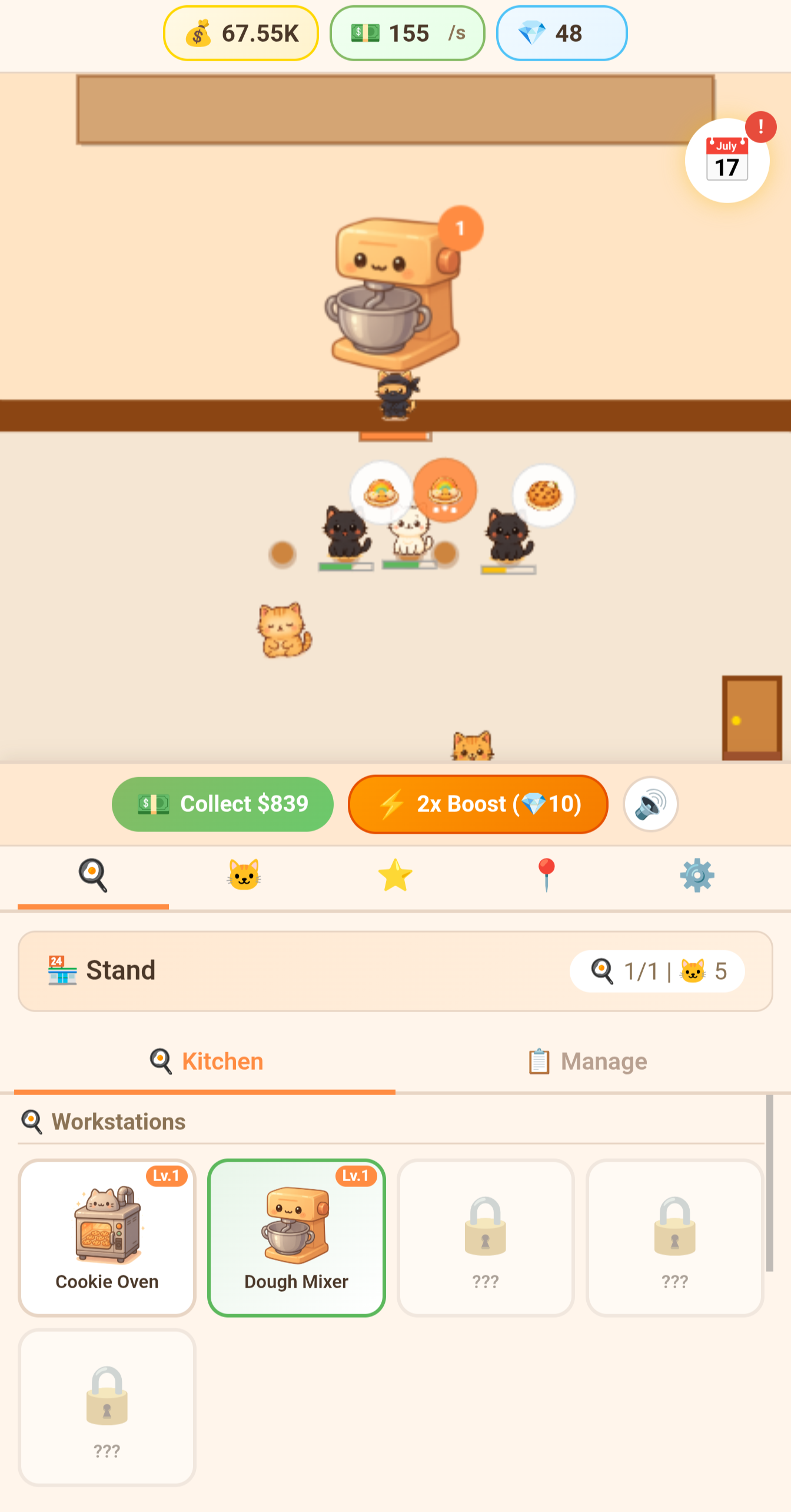 Cat Snack Bar idle game